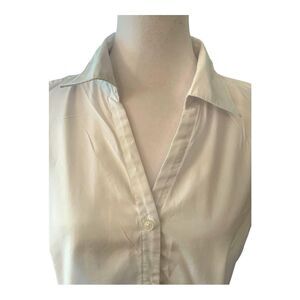 Basic Editions White Sleeveless Button Down‎ Shirt
